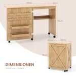 Sulankstomas siuvimo stalas su laikymo skyriais (Natūrali)