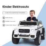 Elektrinis automobilis vaikams su valdymo pulteliu ir LED apšvietimu (Balta)