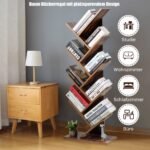 Daugiaaukštė knygų lentyna su apsauga nuo apvirtimo (Rustikalios rudos)