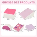 Vaikiškas minkštų putplasčio konstravimo kaladėlių rinkinys su laipiojimo elementais (Rožinė)