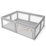 Vaikų žaidimų aptvaras su 50 kamuoliukų ir dvejomis durelėmis (Pilka)