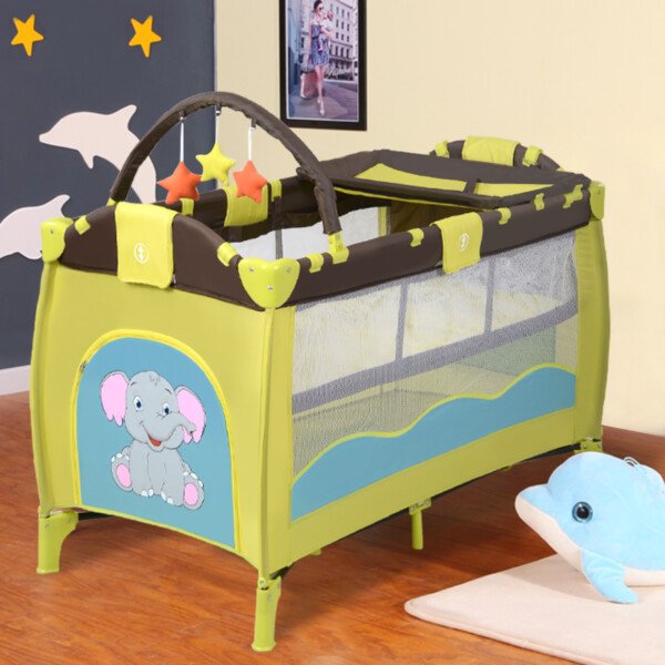 Sulankstoma kelioninė lovelė-maniežas (Šviesiai žalia)