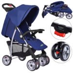 Sulankstomas sportinis vežimėlis su reguliuojamu stogeliu (Pilka)