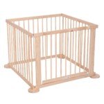 Medinis reguliuojamas vaikiškas maniežas ir apsauginė tvorelė (Natūrali)