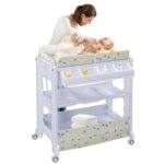 2-in-1 mobilus vystymo stalas su integruota vonele (Balta)