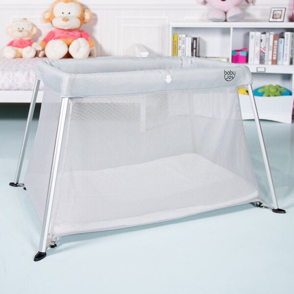 Sulankstoma kelioninė lovytė-maniežas kūdikiams (Pilka)