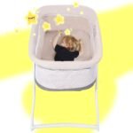 Daugiafunkcinė sulankstoma kelioninė lovelė-lopšys su čiužiniu (Pilka)