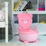 Daugiafunkcinis mokomasis vaikiškas puodukas-kėdutė su rankenomis (Rožinė)