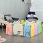 Sulankstomas vaikiškas žaidimų aptvaras su apsauga (Spalvotas)