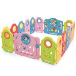 Vaikų žaidimų aptvaras 16 dalių su saugos užraktu (Įvairiaspalvė)