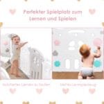 Vaikų žaidimų aptvaras su stalu ir kėde 10 panelių (Pilka)