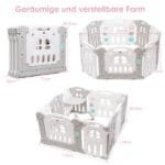 Vaikų žaidimų aptvaras su stalu ir kėde 10 panelių (Pilka)