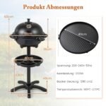 Elektrinė BBQ kepsninė 1200W su dviejų zonų nepridegančia plokšte (Juoda)