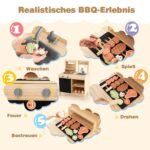 Medinis lauko BBQ žaidimų rinkinys su priedais (Natūrali)