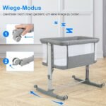 Universalus kūdikio lovytė lopšys su čiužiniu (Pilka)