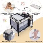 3-in-1 kūdikio kelioninė lovelė su čiužinuku ir priedais (Spalvota)