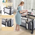 3-in-1 kūdikio kelioninė lovelė su čiužinuku ir priedais (Spalvota)