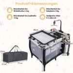 3-in-1 kūdikio kelioninė lovelė su čiužinuku ir priedais (Spalvota)
