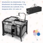 3in1 Nešiojama vaikiška lovytė su čiužiniu (Pilka)