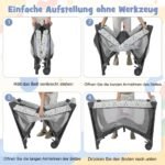 3 IN 1 Vaikiškas kelioninis lovytės komplektas su čiužiniu ir pervystymo lenta (Smėlio)