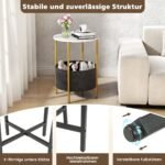 Apvalus staliukas su nuimamu metaliniu rėmu ir krepšiu (Balta)