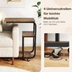 C formos staliukas su atviromis lentynomis ir ratukais (Rūkyta ruda)