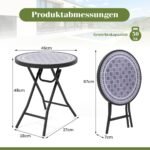 Sulankstomas lauko staliukas su grūdinto stiklo plokšte ir metaliniu rėmu (Pilka)