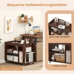 Trivietis staliukas su ratukais ir stalčiais (Ruda)