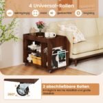 Trivietis staliukas su ratukais ir stalčiais (Ruda)