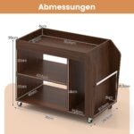 Trivietis staliukas su ratukais ir stalčiais (Ruda)