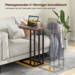 C formos staliukas su metaliniu rėmu (Rustikalus rudas)