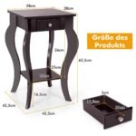 Apvalus staliukas su stalčiumi ir apatine lentyna (Ruda)