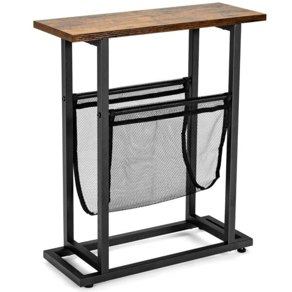 Pusiau sulenkiamas staliukas su lentyna (Ruda)