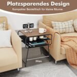 3 pakopų staliukas su laikymo lentynomis (Juoda)