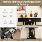 Siauras prieangio staliukas su stalčiumi ir lentyna (Juoda)