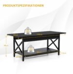 Dvipusis industrinis metalinio rėmo kavos staliukas (Juoda)