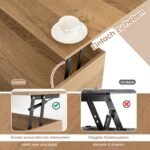 Reguliuojamo aukščio kavos staliukas su pakeliama plokšte ir atviromis lentynomis (Natūrali)