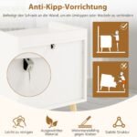 Naktinis staliukas su trimis stalčiais ir natūraliomis kojelėmis (Balta)