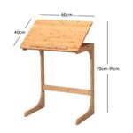 Natūralaus bambuko C formos staliukas su metaliniu rėmu (Natūrali)