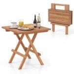 Sulankstomas tikmedžio lauko staliukas 50 x 50 cm (Natūrali)