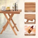 Sulankstomas tikmedžio lauko staliukas 50 x 50 cm (Natūrali)