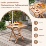 Sulankstomas tikmedžio lauko staliukas 50 x 50 cm (Natūrali)