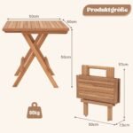 Sulankstomas tikmedžio lauko staliukas 50 x 50 cm (Natūrali)