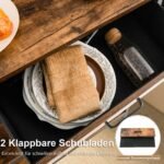 Siauras konsolinis staliukas su dviem stalčiukais ir atviromis lentynomis (Rustic Brown)