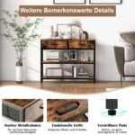 Siauras konsolinis staliukas su dviem stalčiukais ir atviromis lentynomis (Rustic Brown)