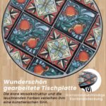 Apvalus mozaikinis staliukas su metaliniu rėmeliu (Įvairiaspalvė)