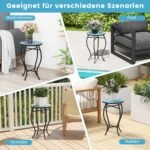 Apvalus mozaikinis staliukas su metaliniu rėmeliu (Mėlyna)