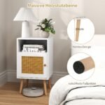 Rataninis naktinis staliukas su laikymo zona (Balta)