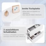 Naktinis staliukas su LED apšvietimu ir dviem stalčiais (Balta)