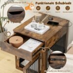 Daugiafunkcinis staliukas su šunų guoliu ir integruota įkrovimo stotele (Rudi (rustikalūs))